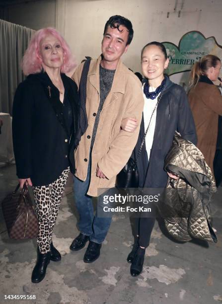 Marie Beltrami, musician Alex Aikiu and Karen Park Goude attend Unique Design X Group Party at Garage Amelot on October 18, 2022 in Paris, France.
