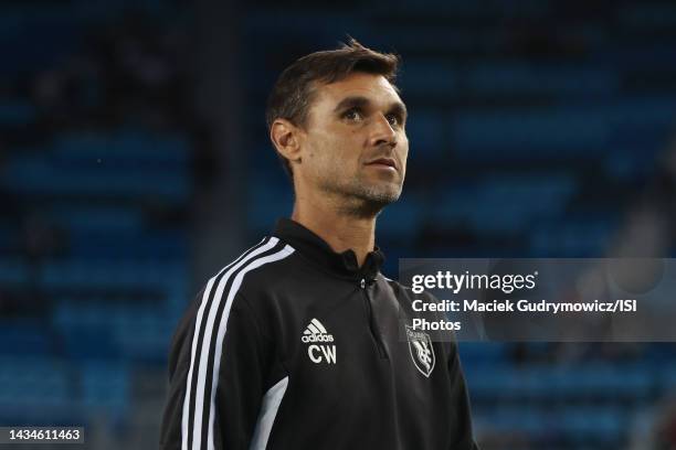 San Jose Earthquakes interim assistant coach Chris Wondolowski during warmups before a game between FC Dallas and San Jose Earthquakes at PayPal Park...