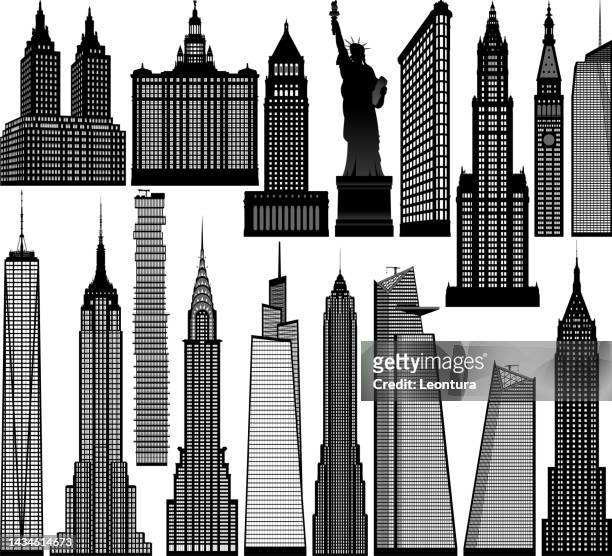 ilustraciones, imágenes clip art, dibujos animados e iconos de stock de edificios altamente detallados de la ciudad de nueva york - skyscraper