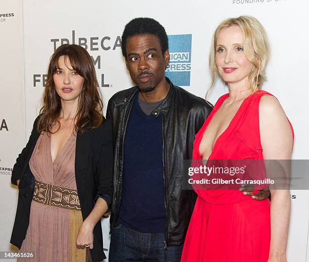 Actress Alexia Landeau, Chris Rock and actress Julie Delpy attend the "2 Days in New York" premiere during the 2012 Tribeca Film Festival at BMCC...