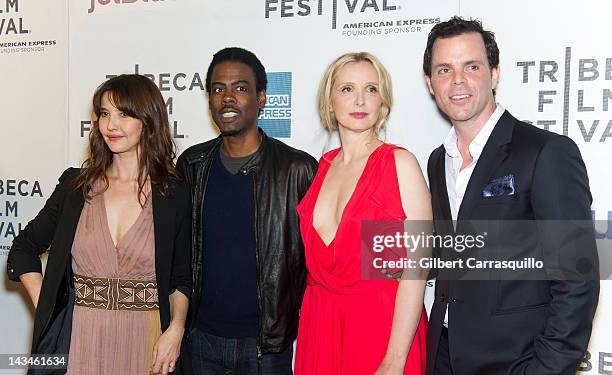 Actress Alexia Landeau, Chris Rock, actress Julie Delpy and actor Alex Manette attend the "2 Days in New York" premiere during the 2012 Tribeca Film...