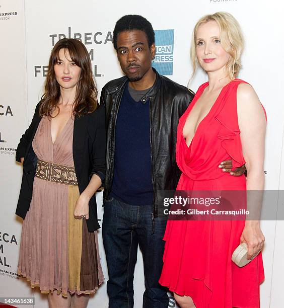 Actress Alexia Landeau, Chris Rock and actress Julie Delpy attend the "2 Days in New York" premiere during the 2012 Tribeca Film Festival at BMCC...