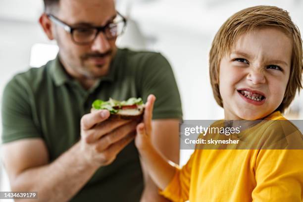 i don't like this sandwich! - unpleasant taste stock pictures, royalty-free photos & images