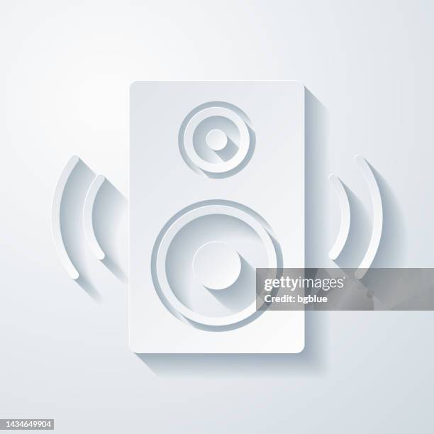 speaker. icon with paper cut effect on blank background - amplifier stock illustrations