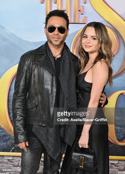Corbin Bleu and Sasha Clements attend the Premiere of Netflix's "The School For Good And Evil" at Regency Village Theatre on October 18, 2022 in Los...