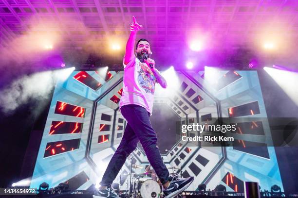 Jeremy McKinnon of A Day to Remember performs in concert at Moody Amphitheater at Waterloo Park on October 18, 2022 in Austin, Texas.