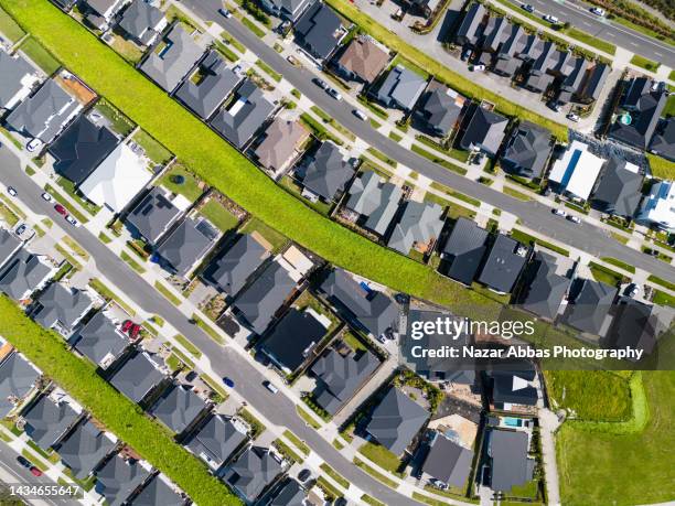 top view of new development. - wohnungsprobleme stock-fotos und bilder
