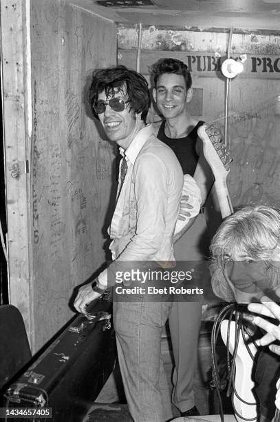 Link Wray, Robert Gordon, and Billy Cross backstage at CBGB's in New York City on July 16, 1977.