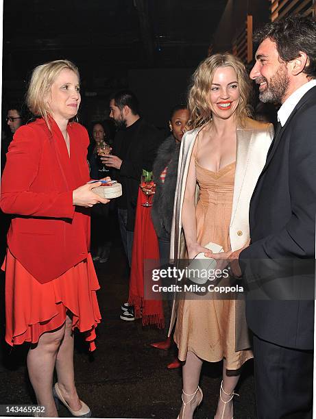 Actors Julie Delpy, Melissa George, and guest attend the "2 Days In New York" After Party hosted by Bombay Sapphire on April 26, 2012 in New York...