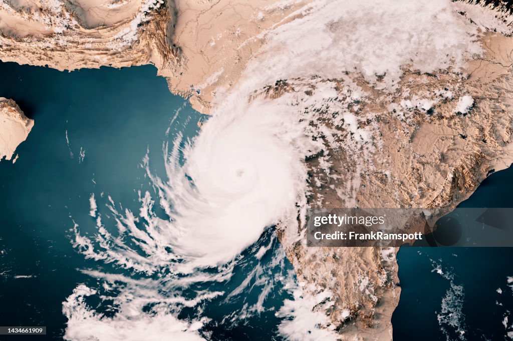 Cyclone Tauktae 2021 Cloud Map Arabian Sea 3D Render Neutral