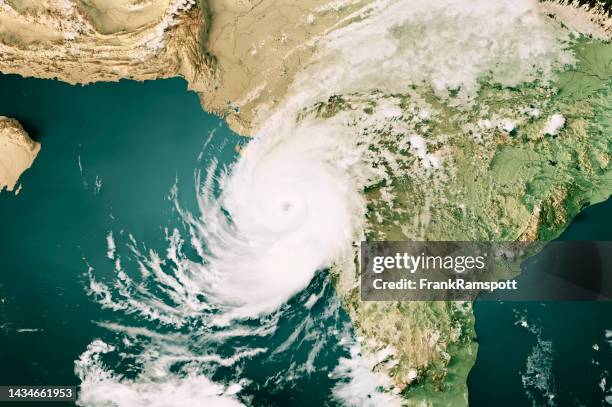 cyclone tauktae 2021 cloud map arabian sea 3d render color - gujarat stock pictures, royalty-free photos & images
