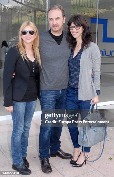 Carlos Larranaga's daughter Amparo Larranaga, son Pedro Larranaga and daughter-in-law Maribel Verdu visit Carlos Larranaga after been undergoing a...