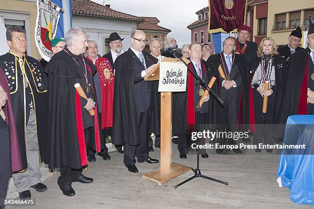 Victor Manuel And Maria Kosty are named 'Gentleman and Lady of the Order of the Sabadiego de Norena' on April 21, 2012 in Asturias, Spain.