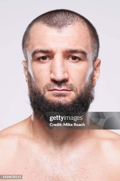 Abubakar Nurmagomedov poses for a portrait during a UFC photo session on October 19, 2022 in Yas Island, Abu Dhabi, United Arab Emirates.