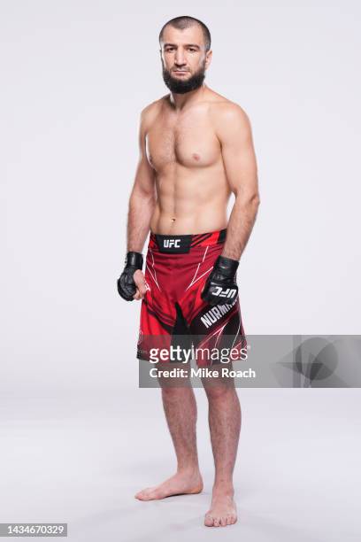 Abubakar Nurmagomedov poses for a portrait during a UFC photo session on October 19, 2022 in Yas Island, Abu Dhabi, United Arab Emirates.