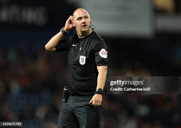 Referee Bobby Madley during the Sky Bet Championship between West Bromwich Albion and Bristol City at The Hawthorns on October 18, 2022 in West...