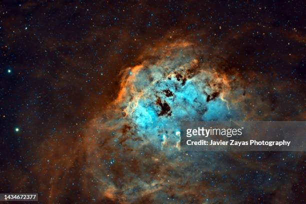 the tadpoles nebula (ic410) sho palette narrow band - sternennebel stock-fotos und bilder