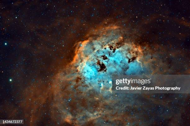 the tadpoles nebula (ic410) sho palette narrow band - nebulosa imagens e fotografias de stock