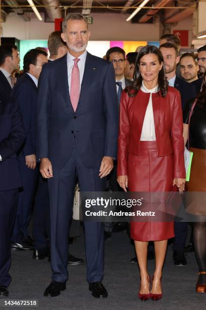 King Felipe VI of Spain and Queen Letizia of Spain visit the Frankfurt International bookfair on October 19, 2022 in Frankfurt am Main, Germany....