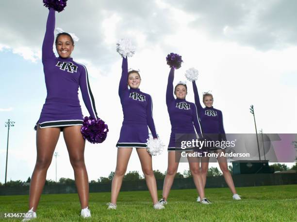 cheerleaders leading a cheer - black cheerleaders fotografías e imágenes de stock