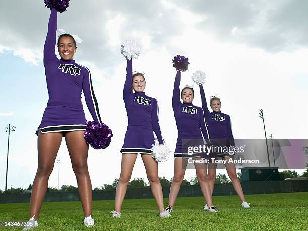 cheerleaders leading a cheer - black cheerleaders stock pictures, royalty-free photos & images