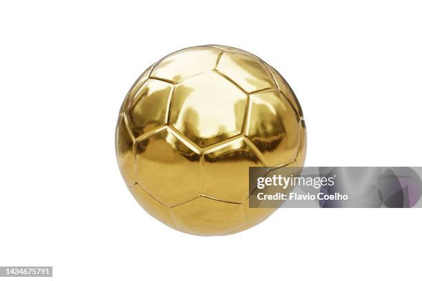 golden soccer ball - fussball freisteller stock-fotos und bilder