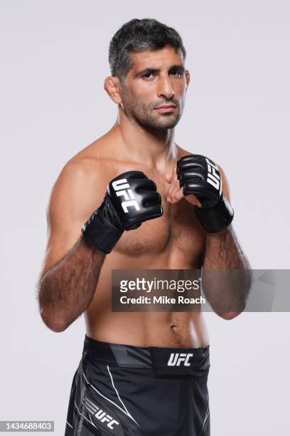 Beneil Dariush poses for a portrait during a UFC photo session on October 19, 2022 in Yas Island, Abu Dhabi, United Arab Emirates.