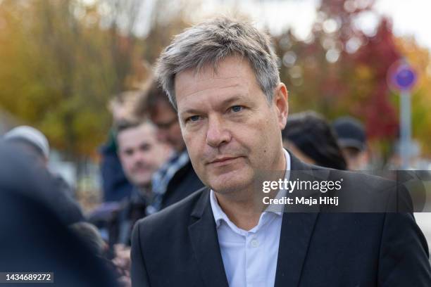 Climate Protection Minister and Vice Chancellor Robert Habeck arrives to give a statement with Environment Minister Steffi Lemke after the Government...