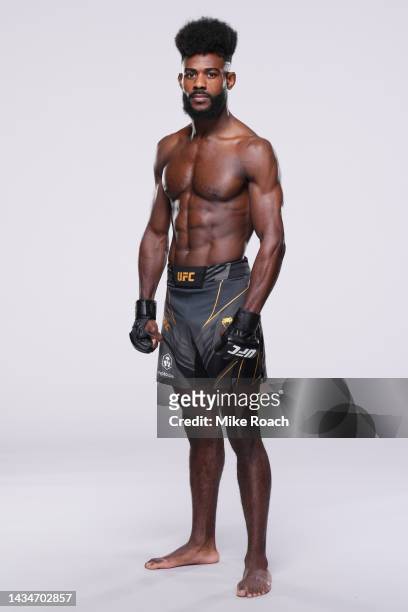 Aljamain Sterling poses for a portrait during a UFC photo session on October 19, 2022 in Yas Island, Abu Dhabi, United Arab Emirates.