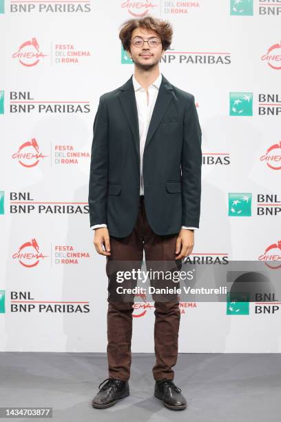 Emiliano Marrocchi attends the photocall for "I Morti Rimangono Con La Bocca Aperta" during the 17th Rome Film Festival at Auditorium Parco Della...