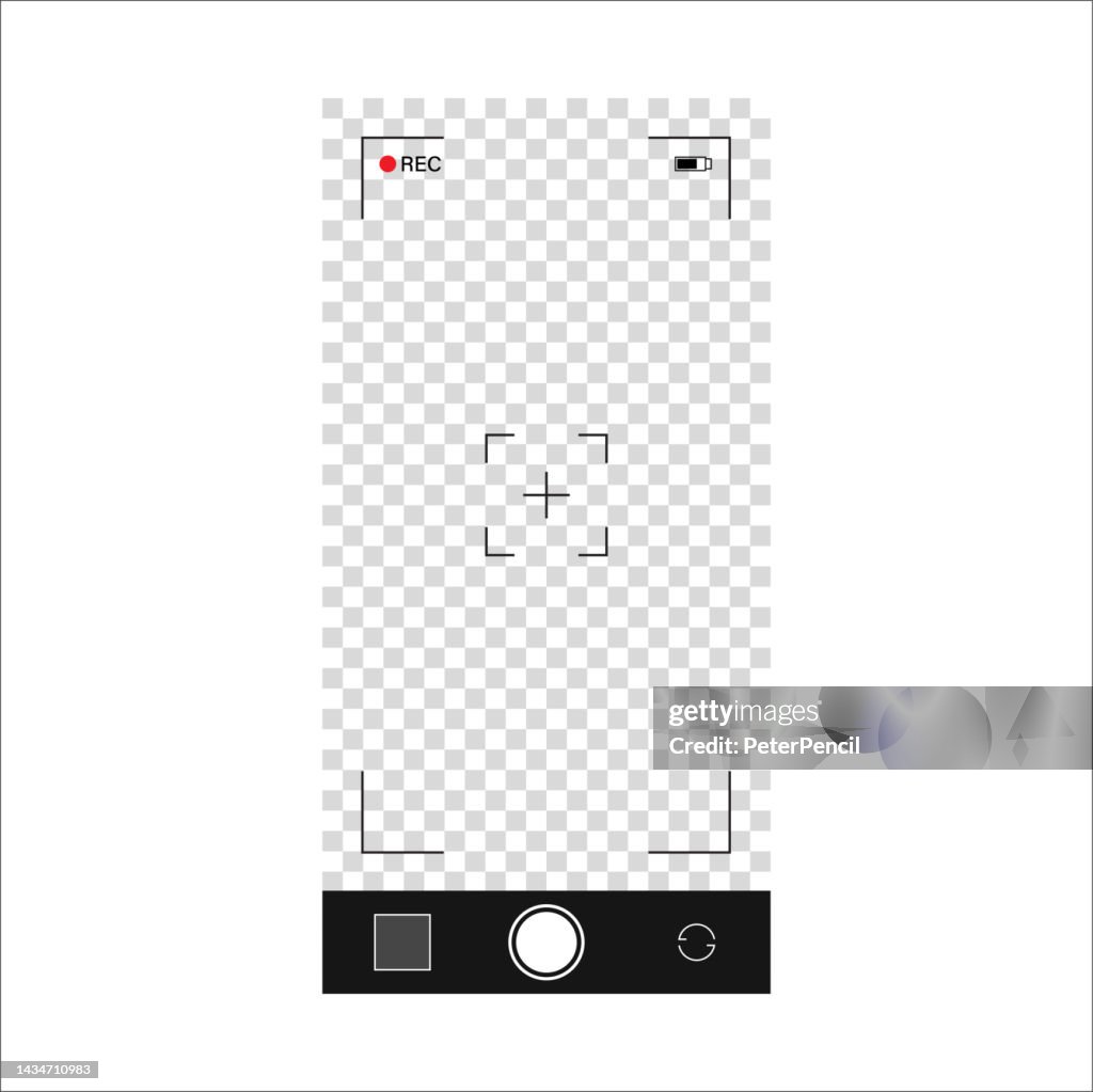 Smartphone Video Camera Frame Viewfinder Overlay on Transparent Background. Vertical. Vector Template.