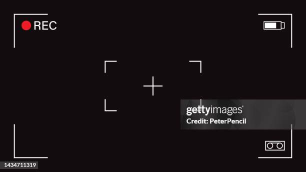 illustrations, cliparts, dessins animés et icônes de superposition du viseur du cadre de caméra vidéo sur fond noir. modèle vectoriel. - appareil photo