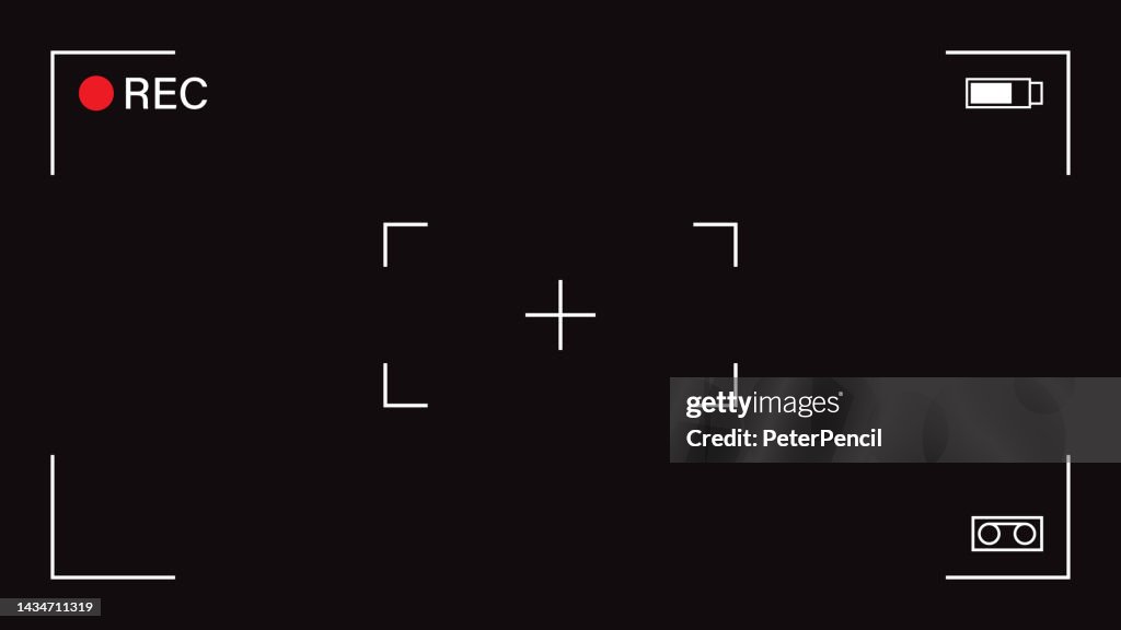 ビデオカメラフレームファインダーオーバーレイ黒の背景に。ベクターテンプレート。
