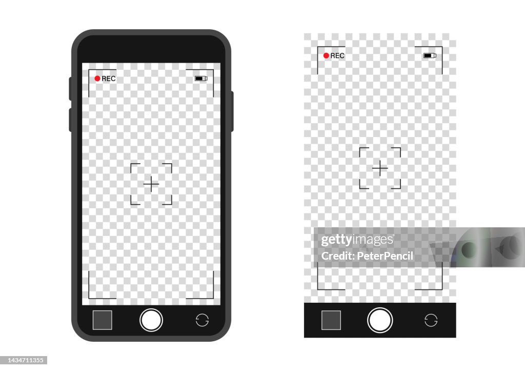 Smartphone Video Camera Frame Viewfinder Overlay on Transparent Background. Vertical. Vector Template.