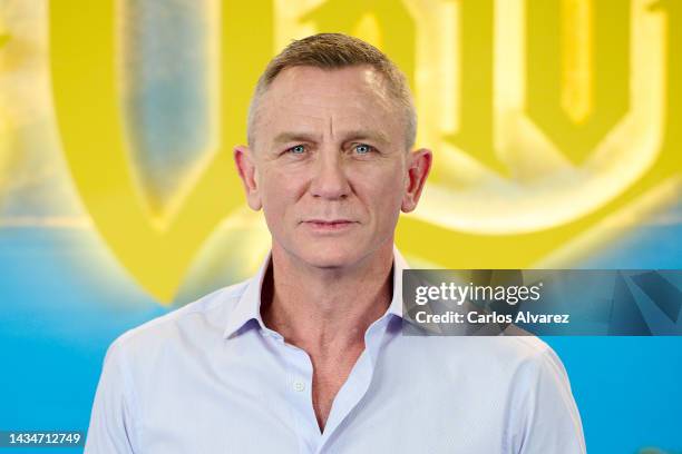 Actor Daniel Craig attends the "Puñales Por La Espalda: El Misterio De Glass Onion" photocall at the Rosewood Villa Magna Hotel on October 19, 2022...