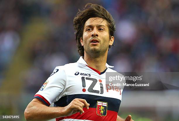 Giuseppe Sculli of Genoa CFC looks on during the Serie A match between AC Milan and Genoa CFC at Stadio Giuseppe Meazza on April 25, 2012 in Milan,...