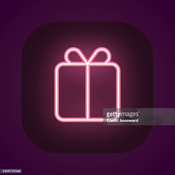 neon gift icon - referral stock illustrations