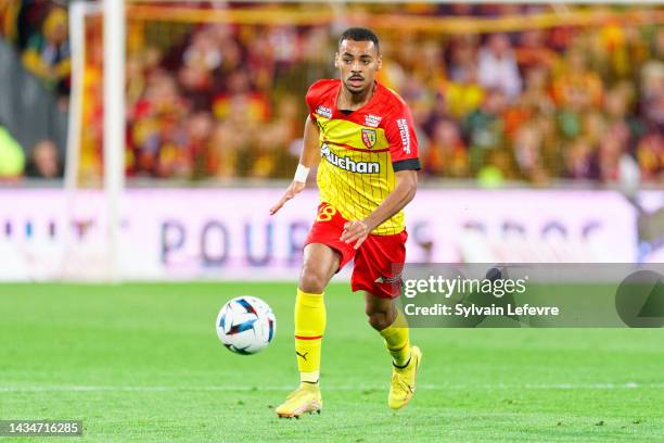 Alexis Claude-Maurice of RC Lens in action during the Ligue 1 Uber Eats match between Lens and Montpellier at Stade Felix Bollaert on October 15,...