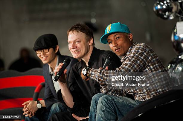 Khalil Fong, William Orbit and Pharrell Williams during the Liberatum Hong Kong International Festival of Culture press conference at the Lane...