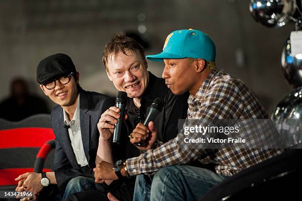 Khalil Fong, William Orbit and Pharrell Williams during the Liberatum Hong Kong International Festival of Culture press conference at the Lane...