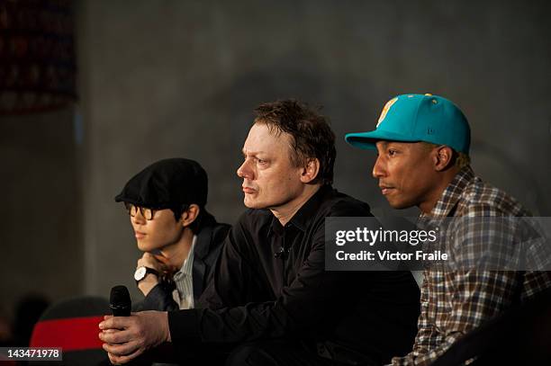 Khalil Fong, William Orbit and Pharrell Williams during the Liberatum Hong Kong International Festival of Culture press conference at the Lane...