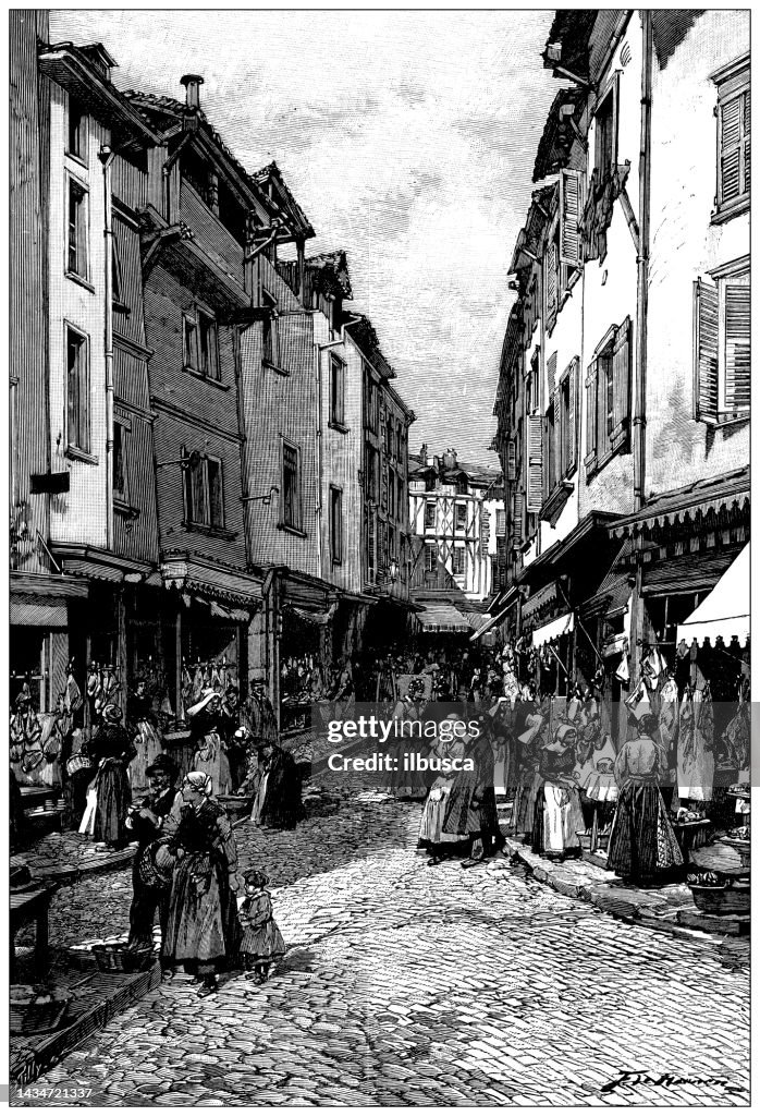 Antique image: Corporation des Bouchers de Limoges, Rue de la Boucherie