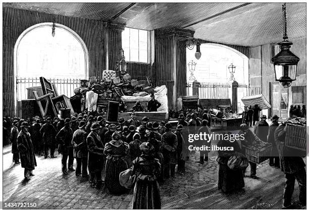 antique image: hotel des ventes, auction house - trading floor stock illustrations