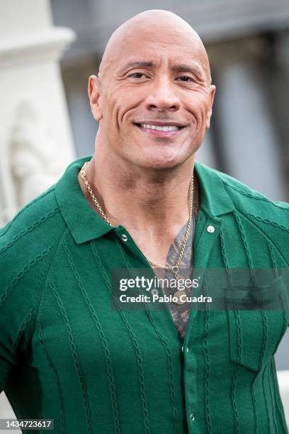 Actor Dwayne Johnson attends the "Black Adam" photocall at NH Collection Madrid Eurobuilding hotel on October 19, 2022 in Madrid, Spain.