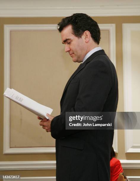 Brian d'Arcy James attends the 57th Annual Drama Desk Award Nominations Announcement at Feinstein’s at Loews Regency Ballroom on April 27, 2012 in...