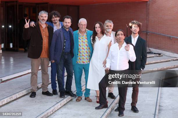 Antonio Sinisi, Fabio Fusco, director Fabrizio Ferraro, Luis Miñarro, Olimpia Bonato, a guest, Domenico D'Addabbo and Emiliano Marrocchi attend a red...