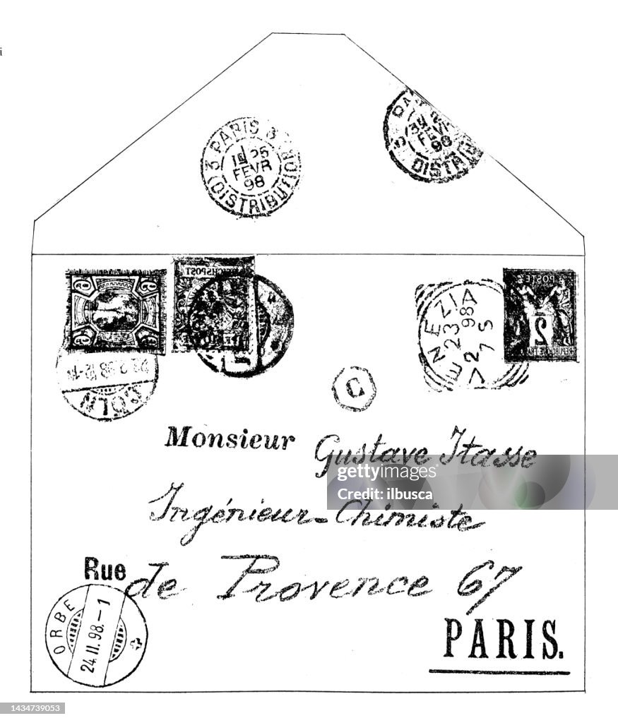 Antique image: Postage envelope sample