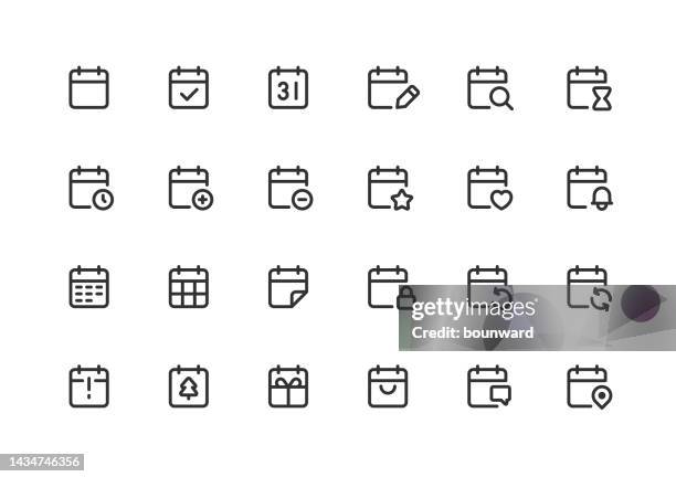 stockillustraties, clipart, cartoons en iconen met small calendar line icons editable stroke - written date