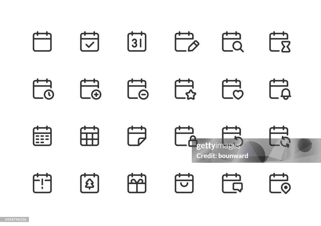 Small Calendar Line Icons Editable Stroke
