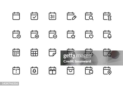 Small Calendar Line Icons Editable Stroke Small Calendar Line Icons Editable Stroke